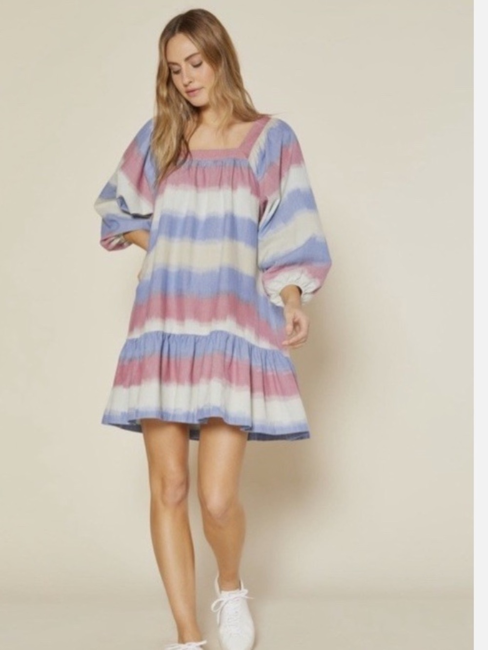 NEW Outerknown + Piece&co Miro Striped Long Sleeve Dress Organic Cotton Sz Small